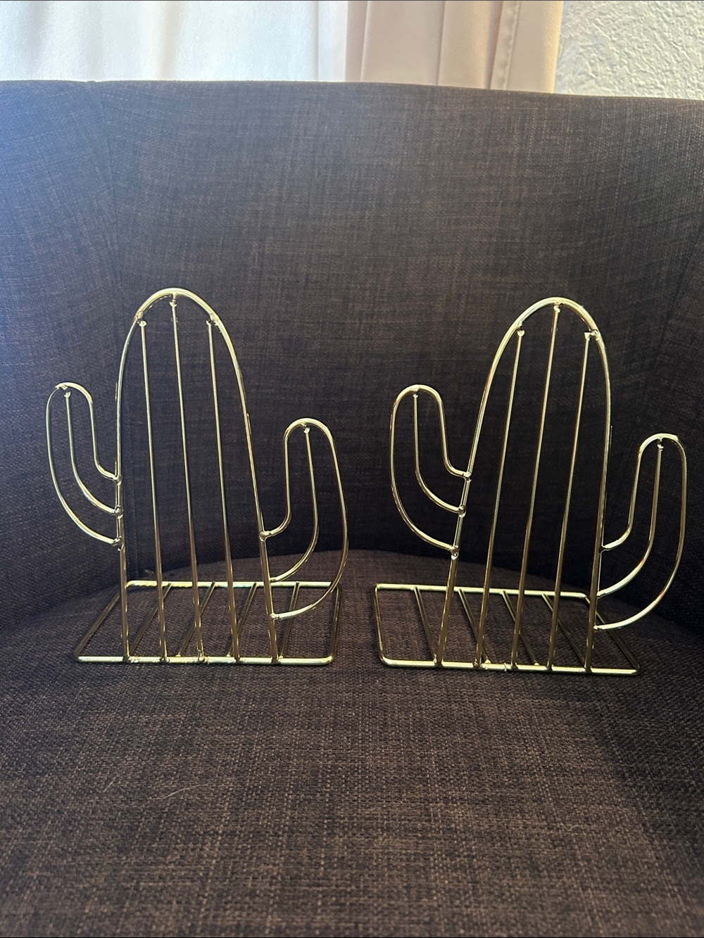 Gold Cactus Wire Bookends